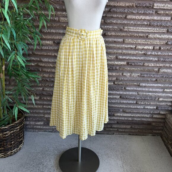 Mable Gold White Checkered Vintage Inspired Rockabilly Full Skirt Size Small - Picture 9 of 9
